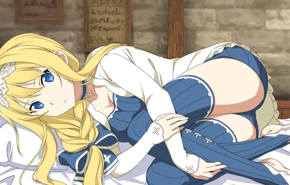 Отдых, блондинка, постель, blonde, bed, Sword Art Online, rest, Alice Zuberg