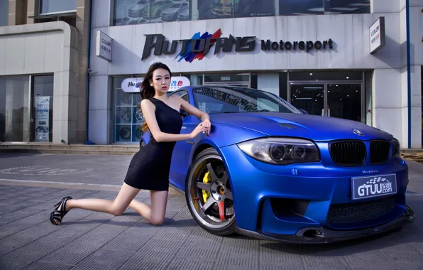 Картинка машина, авто, девушка, модель, азиатка, автомобиль, korean model, BMW M1