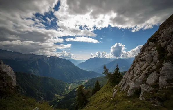 Небо, облака, горы, Италия, Val Camonica