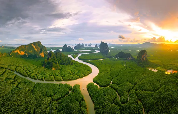 Картинка море, Тайланд, Thailand, Sea, мангровые леса, Mangrove forest, остров Адаман, Bay Andaman