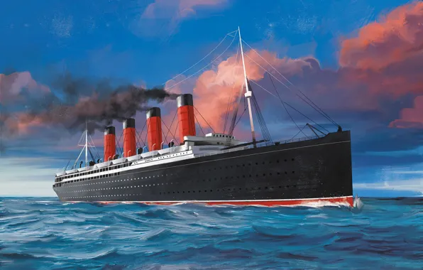 Волны, корабль, Transatlantic Ships, lusitania
