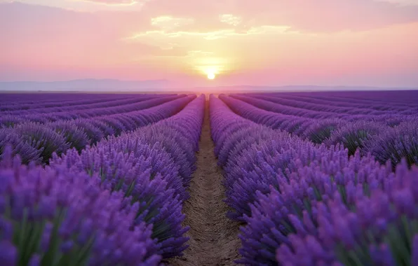 Цветы, весна, цветение, field, blossom, flowers, лаванда, spring