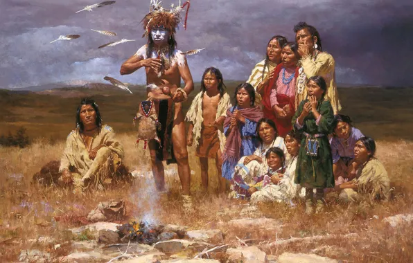 Картина, живопись, painting, The Shaman and His Magic Feathers, Arizona Resident Howard Terpning®
