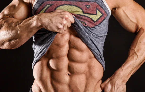 Logo, superman, abs, bodybuilder