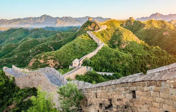 Green, China, mountains, Great Wall, Great Wall of China