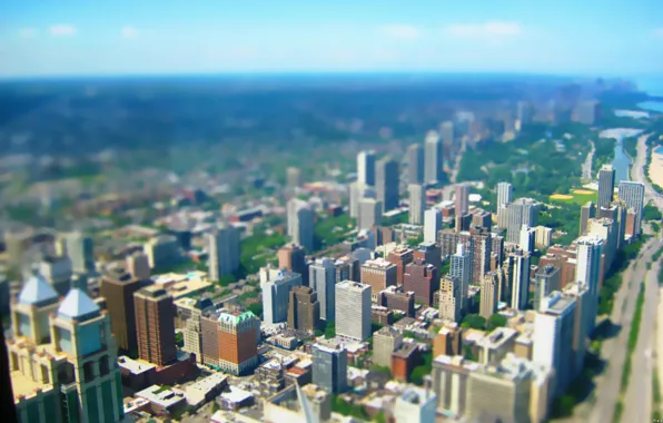 Перспектива, небоскребы, мегаполис, тилт шифт, Tilt shift