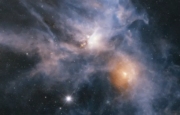 Картинка космос, звезды, Молекулярное облако, Ро Змееносца