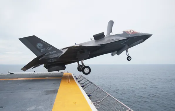 Истребитель, палуба, бомбардировщик, взлет, Lightning II, F-35