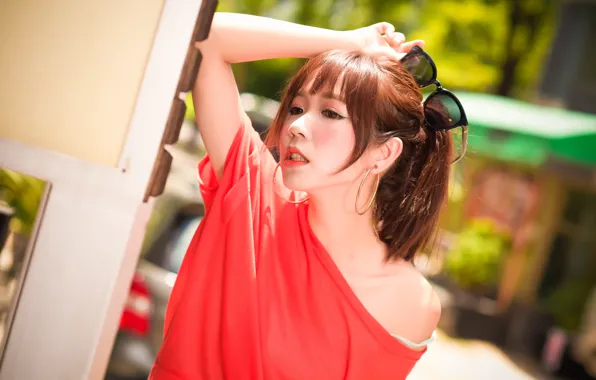 Картинка лицо, фон, волосы, очки, милашка