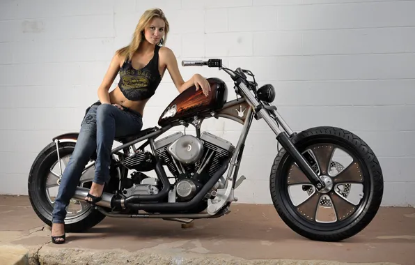 Мото, мотоцикл, Classic Bobber, 69 chopper, custom Harley-Davidson