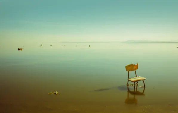 Картинка море, стул, мель