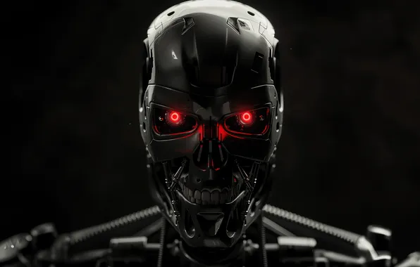 Картинка Terminator, AI art, Dark background