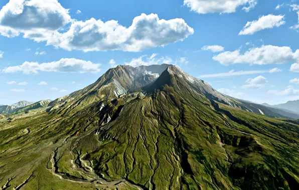 Sky, clouds, mountain, danger, lava, volcano