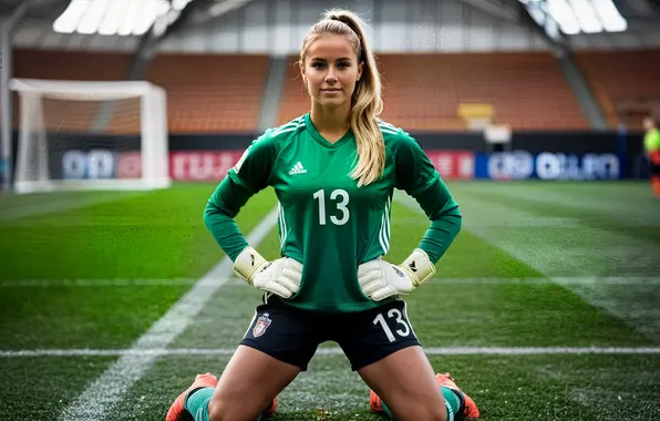 Beautiful, goalkeeper, soccer girl