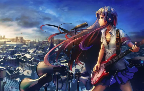 CITY, GUITAR, ROOFTOP, MICROPHONE