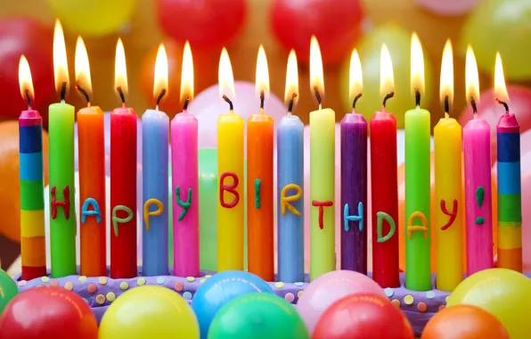 Картинка шары, свечи, Happy Birthday, День Рождения