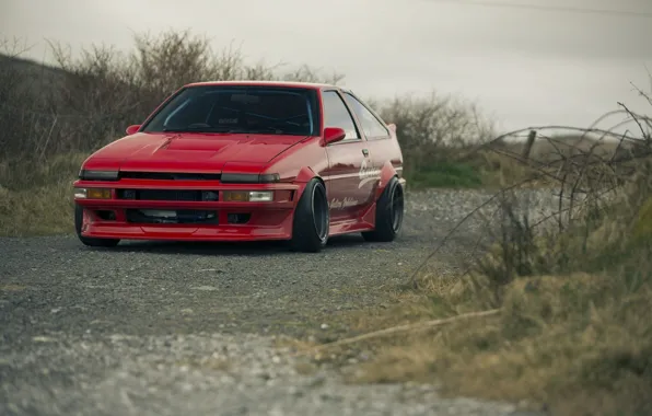 Картинка Красная, Red, Toyota, AE86, Тойота, Corolla, Королла
