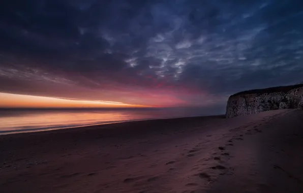 Картинка море, закат, природа, берег, England, Botany Bay