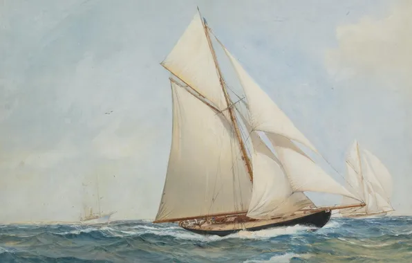 Картинка море, яхты, Montague Dawson