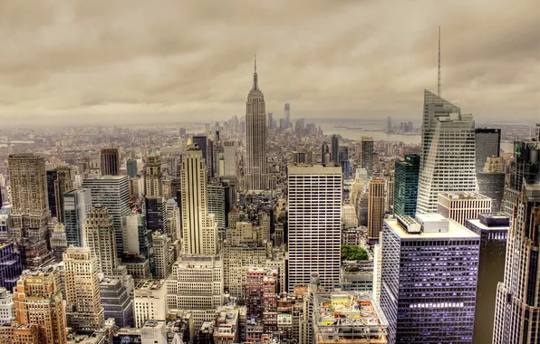 Картинка город, здания, Нью-Йорк, небоскребы, панорама, Манхэттен, New York, Manhattan
