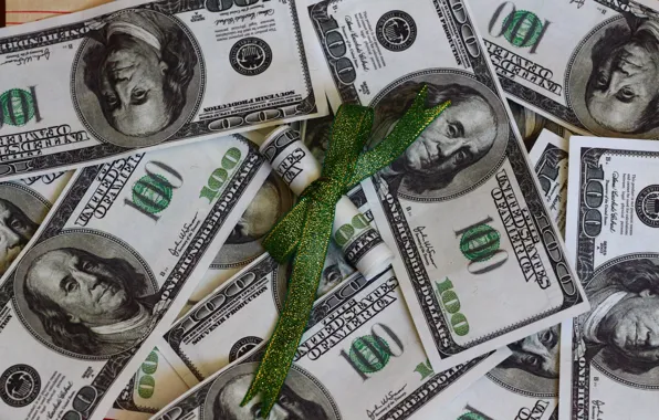Деньги, текстура, доллары, бант