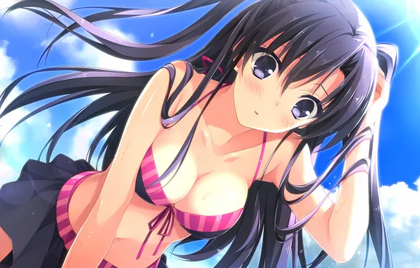 Girl, sexy, wet, cleavage, beach, long hair, boobs, sexy girl