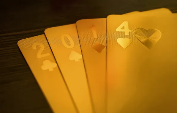 Карты, золото, игра, Новый год, покер, роскошь, 2014
