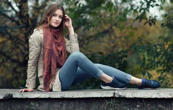Girl, model, jeans, cute, long-haired