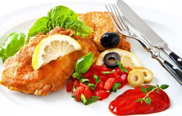 Мясо, перец, оливки
