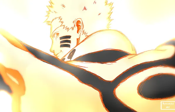 Улыбка, сияние, сила, парень, Наруто, Naruto, Узумаки Наруто, режим девятихвостого
