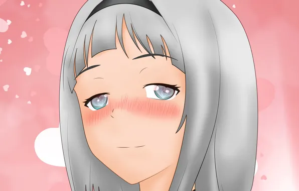 Взгляд, девушка, лицо, румянец, Shimoseka
