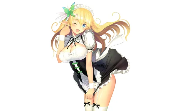 Kawaii, girl, happy, anime, beautiful, pretty, blonde, elf