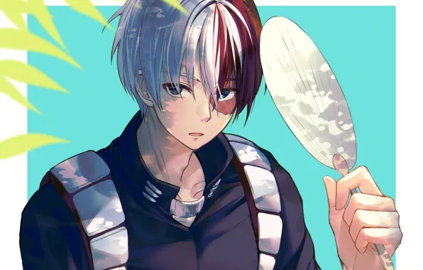 Листья, веер, парень, Boku no Hero Academia, Todoroki Shouto, Тодороки Шото, Моя геройская акадеимя