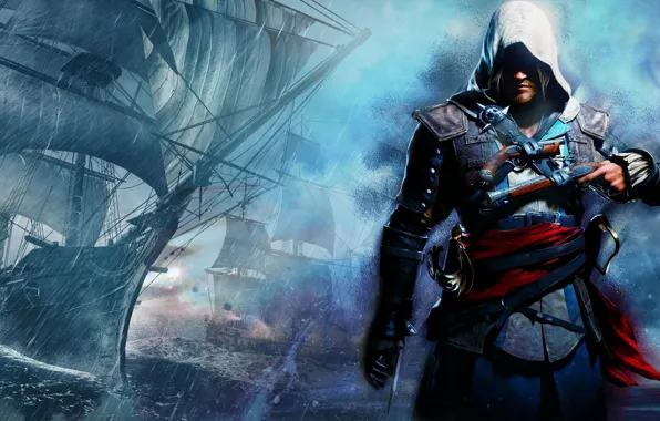 Корабль, флаг, пират, эдвард кенуэй, assassins creed 4