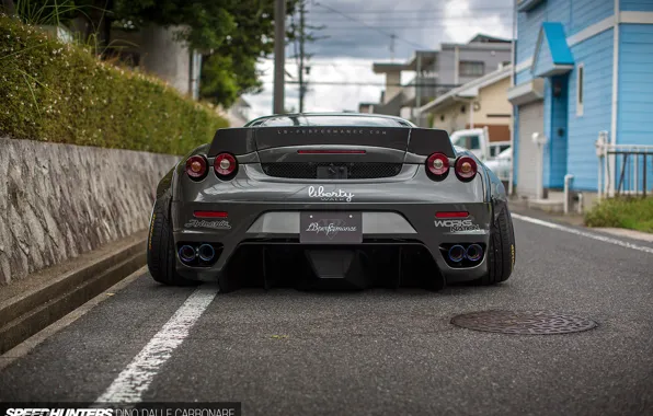 Улица, Япония, Ferrari, вид сзади, Liberty Walk, LBW’s F430
