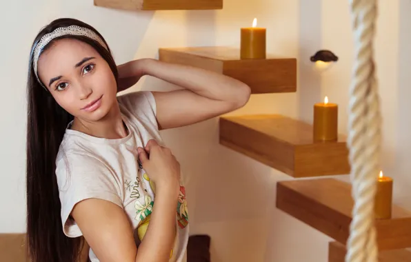 Hot girl, model, sexy woman, candles, photoshoot, posing, cute girl, burning