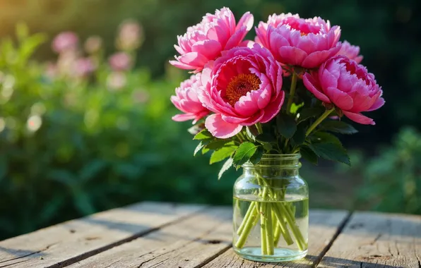Цветы, pink, flowers, пионы, peonies