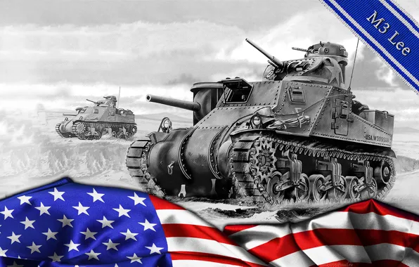 Картинка арт, танк, USA, США, танки, WoT, World of Tanks, M3 Lee