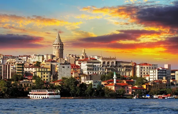 Картинка небо, облака, здания, архитектура, Турция.Стамбул
