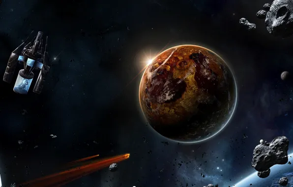 Planets, spaceships, asteroids, elemental