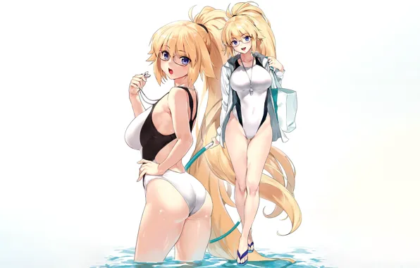 Girl, sexy, ass, long hair, legs, boobs, anime, water