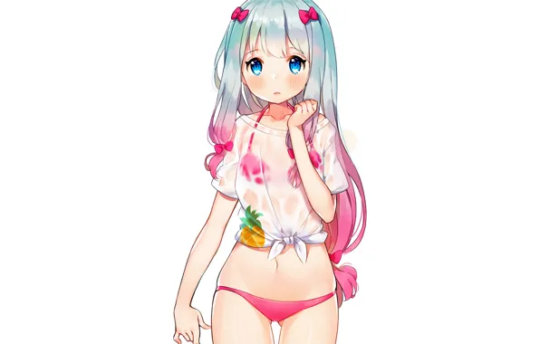 Girl, sexy, long hair, anime, blue eyes, beautiful, pretty, bikini