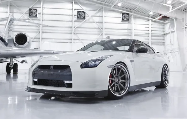 Картинка ангар, cars, auto, Nissan GTR R35