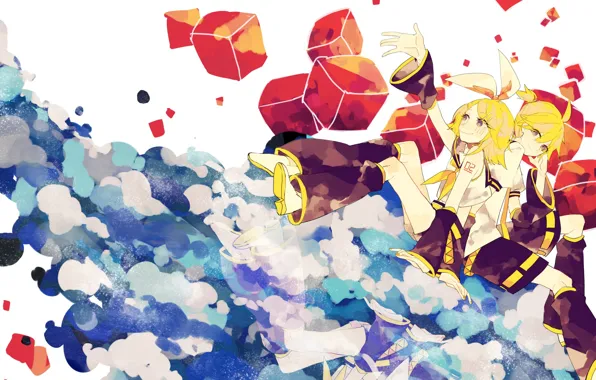 Девушка, кубики, Vocaloid, Вокалоид, Кагомине Рин