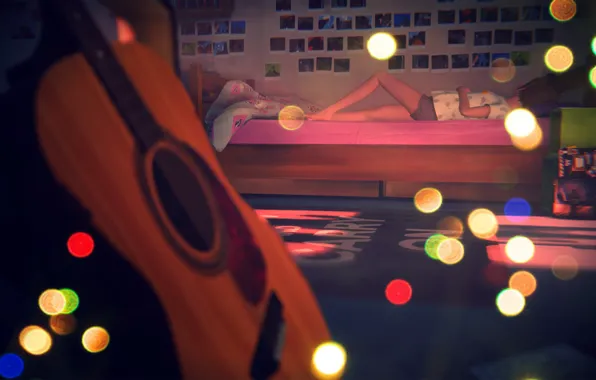 Гитара, Утро, Кровать, Сон, Макс, Life is Strange, общага