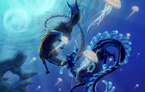 Картинка рыбы, медузы, существа, подводный мир