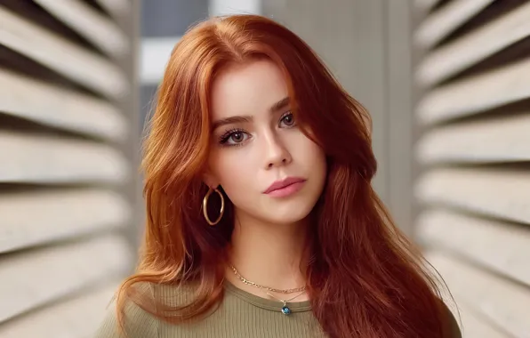 Взгляд, девушка, лицо, портрет, рыжая, цепочка, Maya Cecilia Arlette