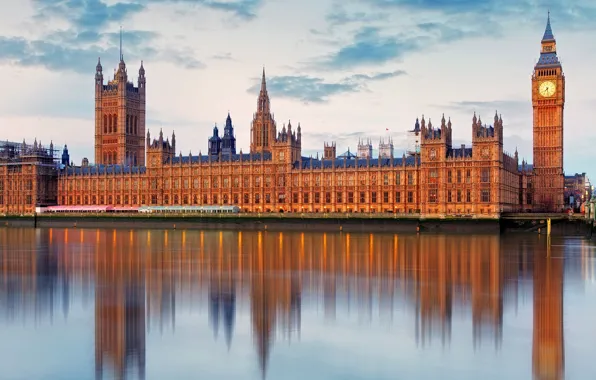 Город, Лондон, Темза, London, England, Вестминстер, Palace of Westminster on the Thames River