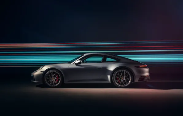911, Porsche, вид сбоку, Carrera 4S, 2019