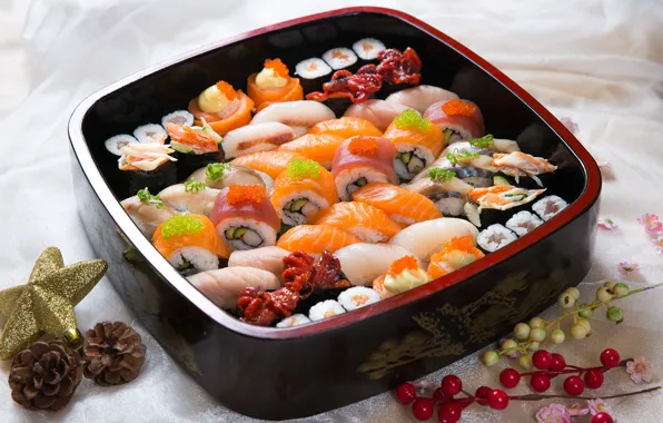 Картинка рыба, икра, суши, роллы, морепродукты